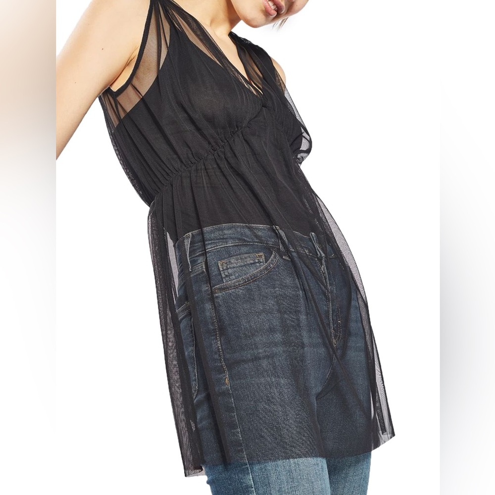 Topshop Black Tulle Overlay Bodysuit Fairy Whimsigoth Katherine Pierce Romantic